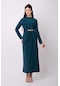 Violevin Er-cool Kadın Zincirli Krep Elbise 8046-27-zümrüt Yeşili