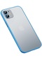 iPhone Uyumlu 12 Kamera Koruyucul Kılıf Arkası Buzlu Mat Transparan Retro Kapak Koruma - Mavi