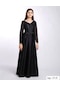 Kız Çocuk/genç Yeni Moda Tafta Kumaş Uzun Kollu Tam Kalıp Abiye Elbise 5799-siyah