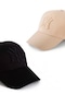 Unisex 2'li Set Siyah ve Bej Renk Ny New York Beyzbol Şapka - Unisex