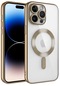 iPhone Uyumlu 14 Pro Kılıf Şeffaf Renkli Yumuşak Kamera Lens Korumalı Magsafe Şarj Kapak Demre - Gold