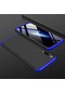 Noktaks - Samsung Galaxy Uyumlu A20s - Kılıf 3 Parçalı Parmak İzi Yapmayan Sert Ays Kapak - Siyah-mavi
