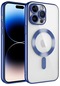 iPhone Uyumlu 14 Pro Kılıf Şeffaf Renkli Yumuşak Kamera Lens Korumalı Magsafe Şarj Kapak Demre - Sierra Mavi