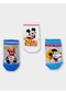 Disney Mickey Mouse Lisanslı Erkek Çocuk 3 Çift Patik Çorap 21073-mavi