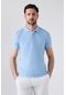 Ds Damat Regular Fit Açık Mavi Pike Dokulu %100 Pamuk Kıvrılmaz Polo Yaka Nakışlı T-shirt 4HC14ORT51000 Açık Mavi