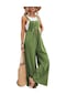 Kadınlar Casual Tulumlar Ve Tulum Geniş Bacak Cepler Askı Pantolon Bayanlar Düz Renk Uzun Tulum Playsuits Yeşil