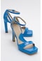 Luvishoes Mersia Mavi Rugan Kadın Topuklu Ayakkabı