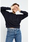 Tommy Life Lacivert Uzun Kol Rahat Form Kapüşonlu Kadın Sweatshirt - 97115 Lacivert