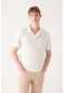Avva Erkek Beyaz Düğmesiz Polo Yaka Kolay Ütülenebilir Mikro Desenli Regular Fit T-Shirt