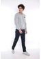 Erkek Spor G2 Melanj (Açık Gri) Kışlık Sweatshirt Takım, 3 İplik