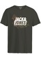 Jack & Jones Bisiklet Yaka Göğüs Baskılı Tişört - Map 12252376 Forest Night