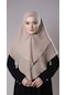 Bej Pratik Hazır Geçmeli Tesettür Eşarp Pamuk Caz Kumaş Çift Katlı Düz Hijab 2303 12