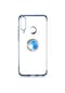 Noktaks - Huawei Uyumlu Huawei Y6p - Kılıf Yüzüklü Kenarları Renkli Arkası Şeffaf Gess Silikon - Mavi