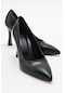 Luvishoes Forest Siyah Cilt Kadın Topuklu Ayakkabı