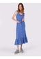 Colins Baskılı Düğmeli Mavi Kadın Elbise Cl1063790