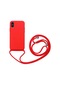 Kilifone - İphone Uyumlu İphone Xs 5.8 - Kılıf Renkli İp Askılı Koruyucu Ropi Kapak - Kırmızı