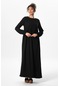 Uzun Kol Oylum Robalı Uzun Yazlık Müslin Elbise Siyah Syh-siyah