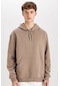 Defacto Regular Fit Kapüşonlu Basic Sweatshirt X8283az24aubn547 Kahve