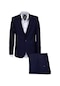 Erkek Lacivert Armürlü Silim Fit Takım Elbise Bgl-st03494 001