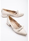 Saten Taşlı Sivri Ten Büyük Numara Kadın Ayakkabısı Topuklu-2566-ten