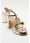 Luvishoes Heas Altın Kadın Topuklu Ayakkabı