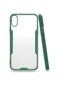 Tecno - İphone Uyumlu İphone X - Kılıf Kenarı Renkli Arkası Şeffaf Parfe Kapak - Koyu Yeşil