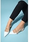 Luvishoes Cenova Beyaz-bej Rugan Kadın Topuklu Sandalet
