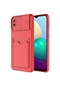 Kilifone - Samsung Uyumlu Galaxy A02 - Kılıf Slayt Sürgülü Kart Bölmeli Kartix Kapak - Kırmızı