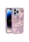 Noktaks - İphone 14 Pro Max Uyumlu - Kılıf Airbagli Parlak Taş Detay Tasarımlı Esila Kapak - Pembe