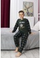 Yeni Sezon Sonbahar/kış Erkek Çocuk Top Desenli Polar Pijama Takımı 4512-haki Yeşili