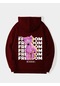 Unisex Freedom Baskılı Kapüşonlu İçi Yumuşak Polarlı Oversize Sweatshirt - Bordo Bordo