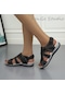 Siyah Yaz Yuvarlak Burun Günlük Ayakkabı Velcro Düz Hafif Nefes Alabilen Sandalet Kadın Ayakkabı
