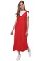 Kadın Kırmızı Omuzdan Bağlamalı Jile Elbise-21195-kırmızı