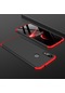 Noktaks - Huawei Uyumlu Huawei P Smart 2019 Pot-lx1 - Kılıf 3 Parçalı Parmak İzi Yapmayan Sert Ays Kapak - Siyah-kırmızı