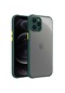 Noktaks - İphone Uyumlu İphone 12 Pro Max - Kılıf Kenarları Tırtıklı Renkli Düğmeli Kaff Kapak - Koyu Yeşil