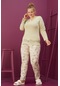 Kadın Büyük Beden Desenli Pijama Takımı Mevsimlik Takım Waynap 8000b- Yeşil