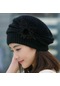 Jmsstore Siyah Çarpıcı Moda Kadın Çiçek Örgü Tığ Bere Şapka Kış Sıcak Kap Bere