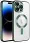 iPhone Uyumlu 14 Pro Kılıf Şeffaf Renkli Yumuşak Kamera Lens Korumalı Magsafe Şarj Kapak Demre - Koyu Yeşil