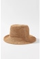 Kadın Hasır Bucket Şapka Naturel Ayarlanabilir Kova Plaj Şapkası Camel - Standart
