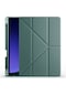 Kilifone - Galaxy Uyumlu Galaxy Tab S9 Fe - Kılıf Kalem Bölmeli Stand Olabilen Origami Tri Folding Tablet Kılıfı - Koyu Yeşil