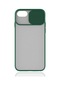 Noktaks - iPhone Uyumlu 8 Plus - Kılıf Slayt Sürgülü Arkası Buzlu Lensi Kapak - Koyu Yeşil