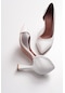 Luvishoes 653 Beyaz Cilt Topuklu Kadın Ayakkabı