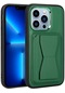 iPhone Uyumlu 13 Pro Max Kılıf Cüzdanlı Standlı Kamera Çıkıntılı Kart Bölmeli Pu Deri Kapak Memo - Koyu Yeşil
