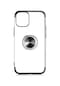 Tecno-iphone Uyumlu İphone 12 Mini - Kılıf Yüzüklü Kenarları Renkli Arkası Şeffaf Gess Silikon - Siyah