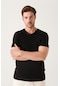 Avva Erkek Siyah Ultrasoft V Yaka Düz Standart Fit Normal Kesim Modal T-Shirt B001173