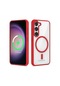 Mutcase - Samsung Uyumlu Galaxy S23 - Kılıf Kablosuz Şarj Destekli Ege Silikon Kapak - Kırmızı
