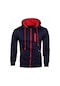 Erkek Moda Kapşonlu Fermuar Spor Ceket Casual Slim Fit Kazak Tipi Erkek Lacivert
