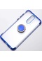 Tecno - Huawei Mate 10 Lite - Kılıf Yüzüklü Kenarları Renkli Arkası Şeffaf Gess Silikon - Mavi