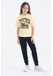 Tommy Life Sarı Ayıcık Baskılı O Yaka Oversize Kısa Kol Kız Çocuk T-shirt - 75116 Sarı