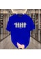 New York X Baskılı Beyaz Tshirt Mavi